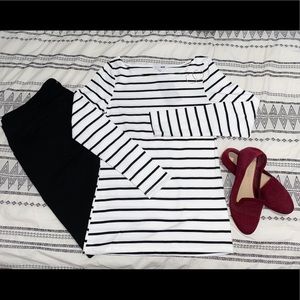 Fashion Nova White long sleeve with black stripes